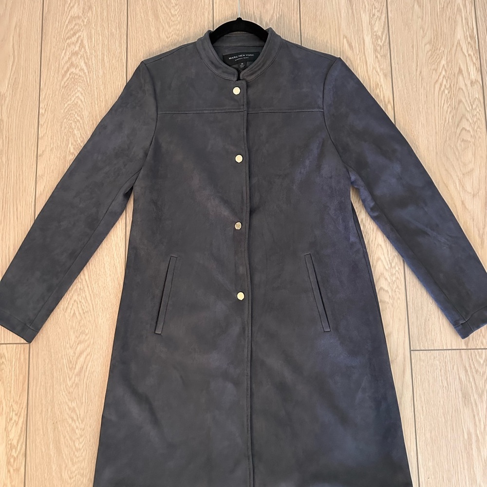 Marc New York Suede like Gray Trench Coat